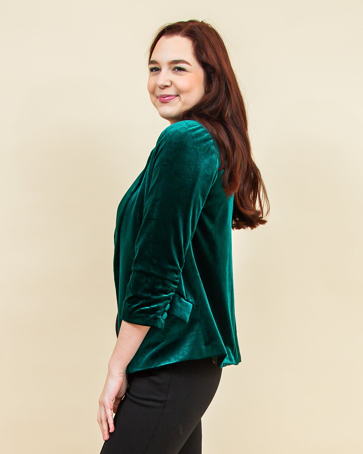 You're So Rare Velvet Blazer in Hunter Green (8322936242427)