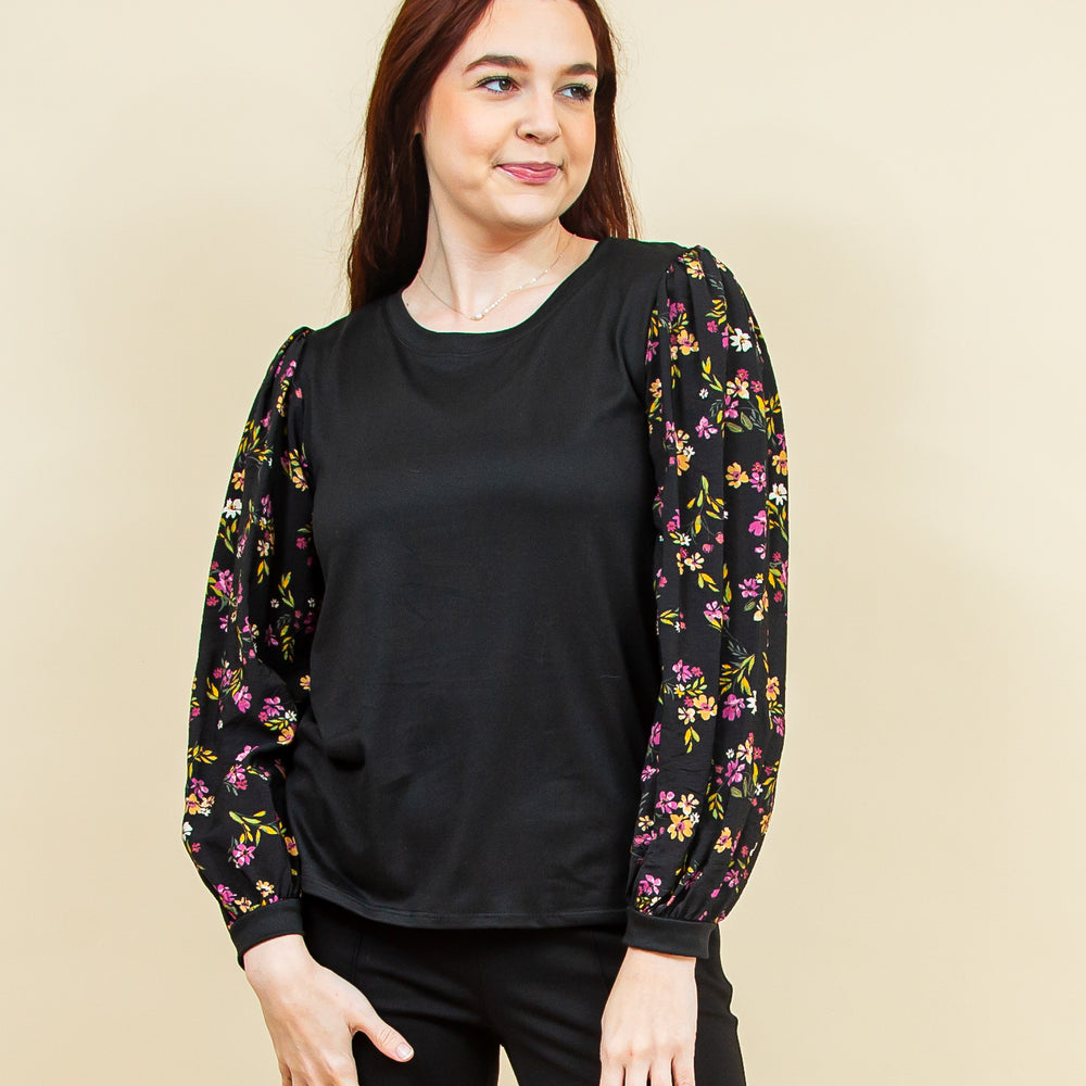 Bringing Flowers Top in Black (8744605090043)