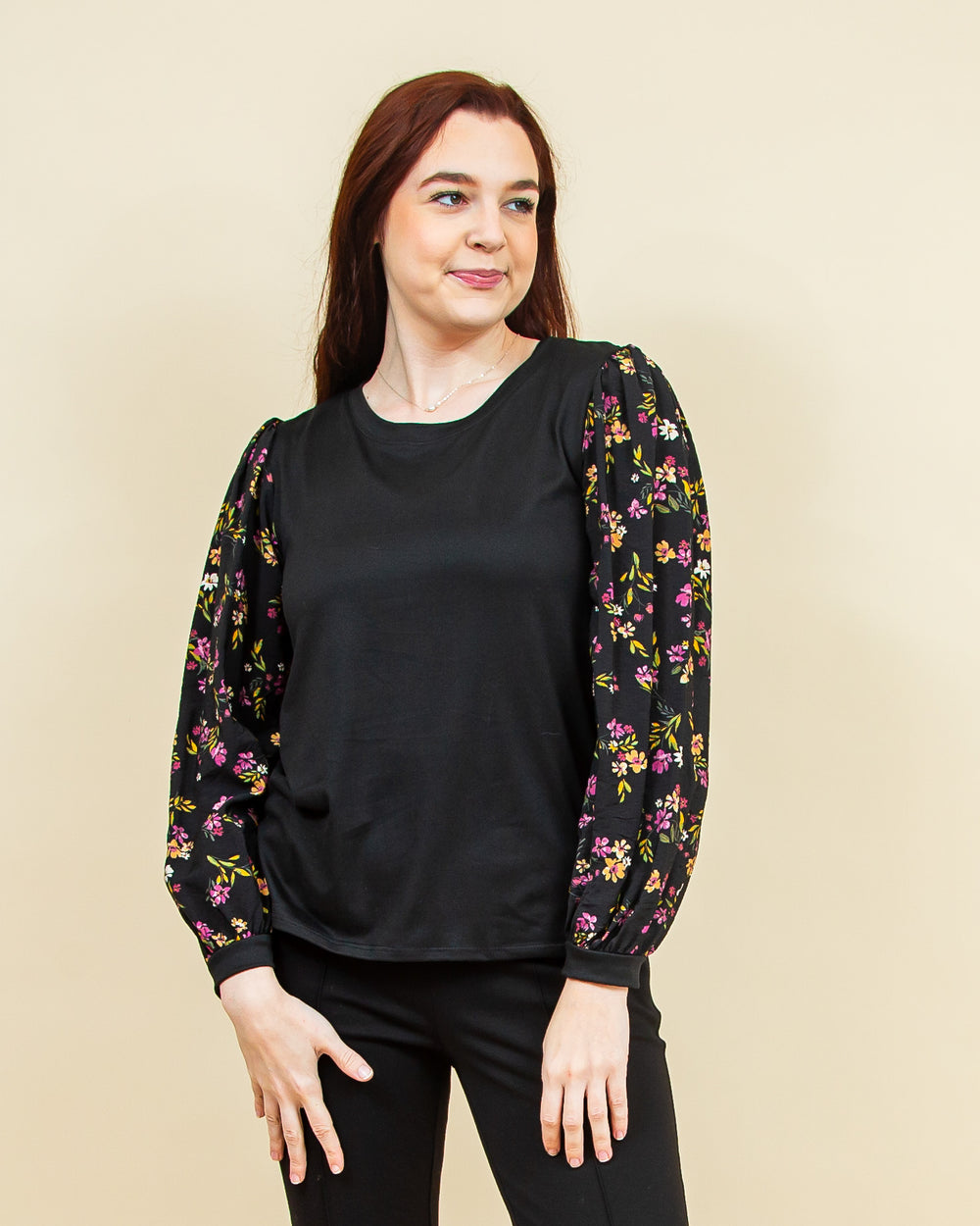 Bringing Flowers Top in Black (8744605090043)