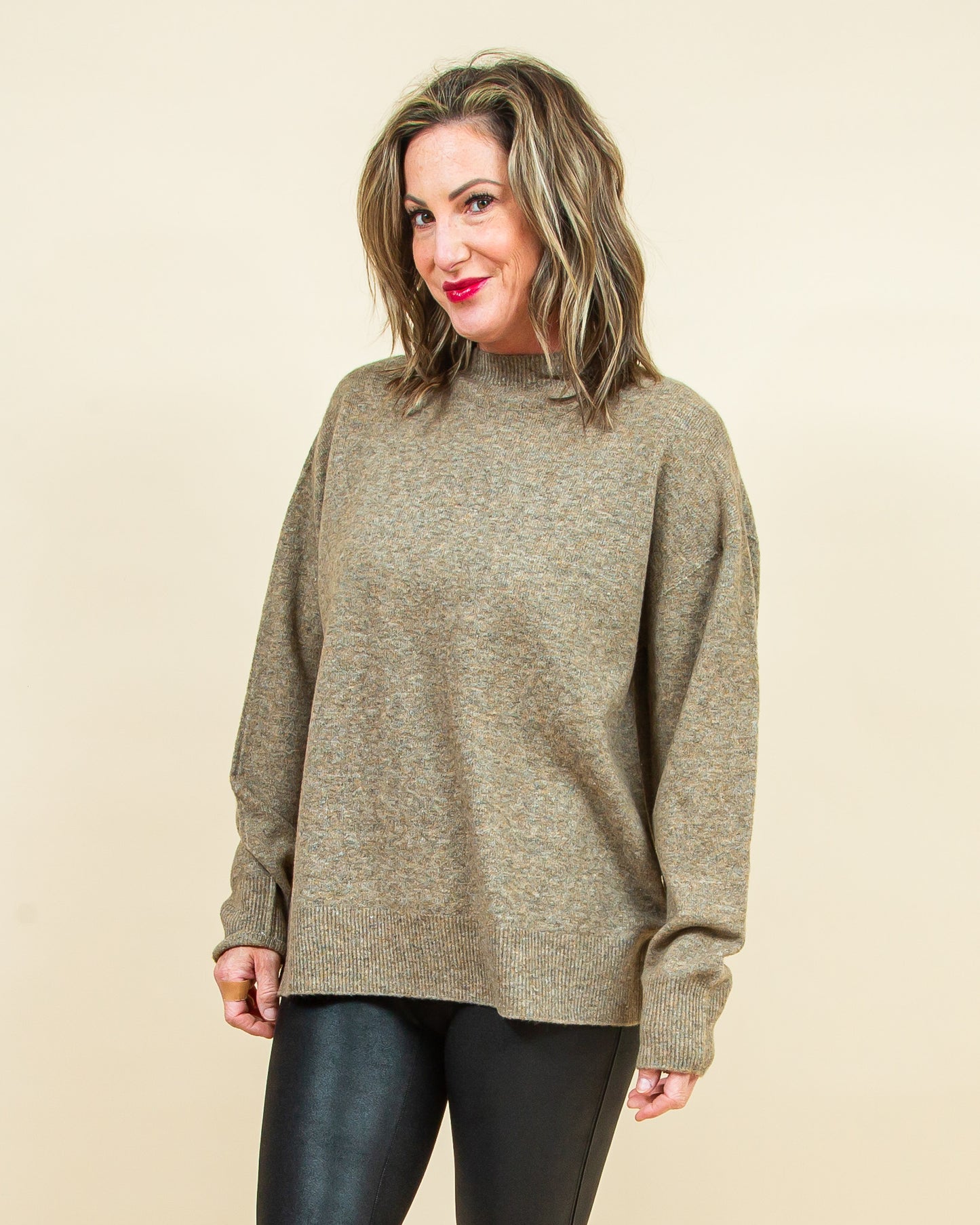 Gia Crewneck Sweater in Chai (8323557916923)