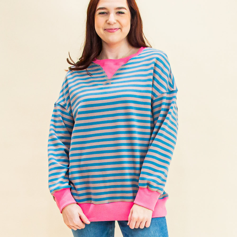 Match Made Pullover in Pink/Blue (8744604827899)