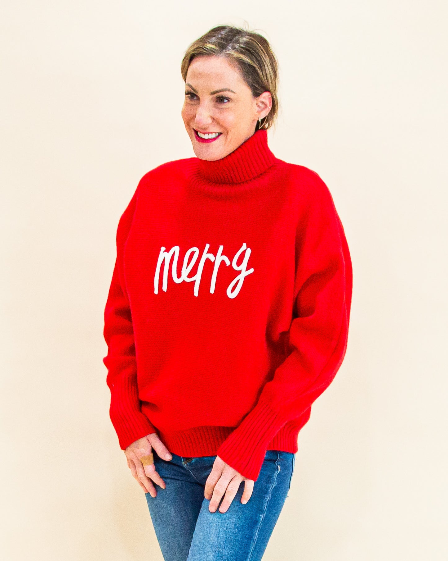 Merry Everything Sweater in Red (8157317464315)