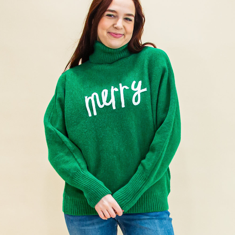 Merry Everything Sweater in Green (8770501837051)