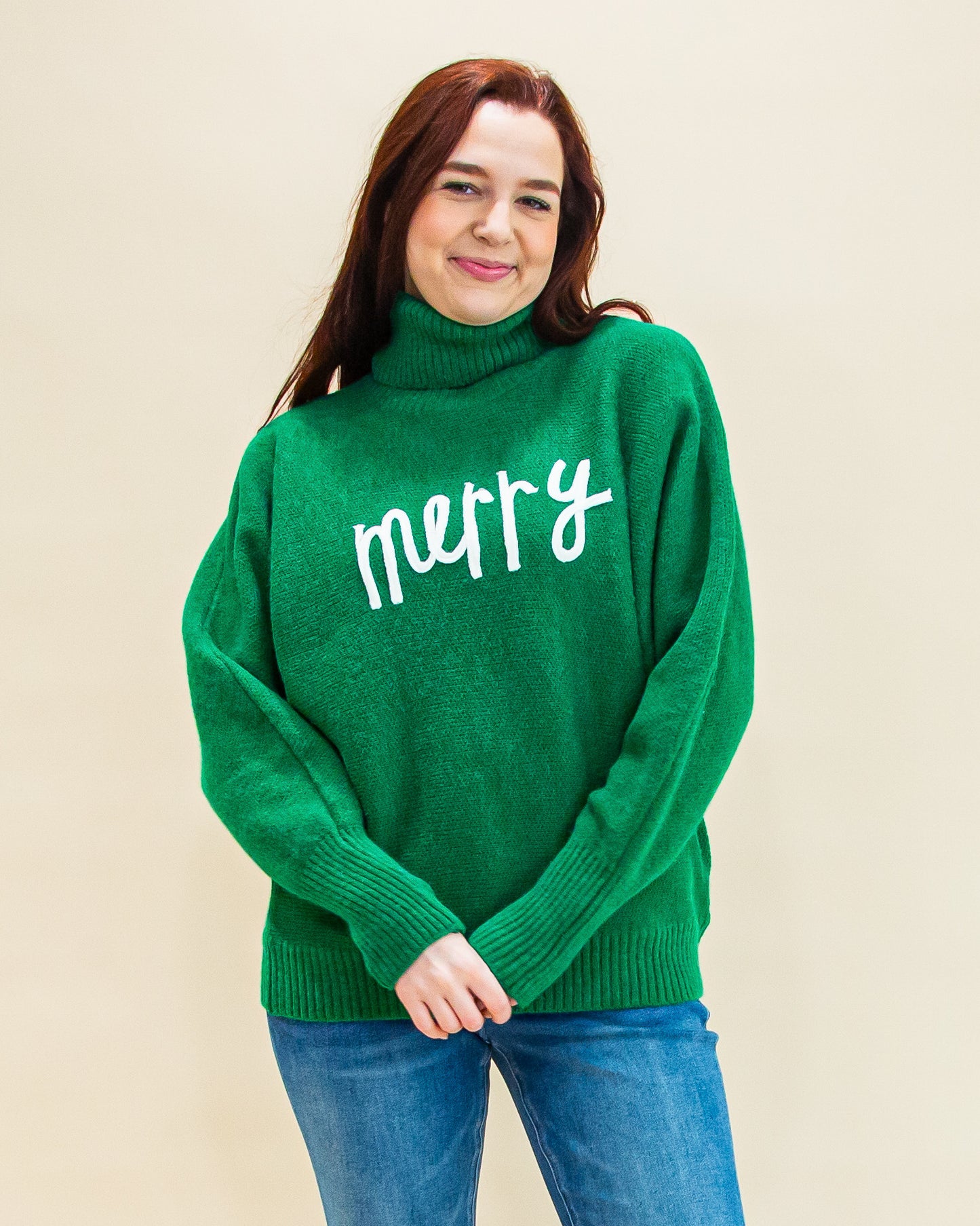 Merry Everything Sweater in Green (8770501837051)