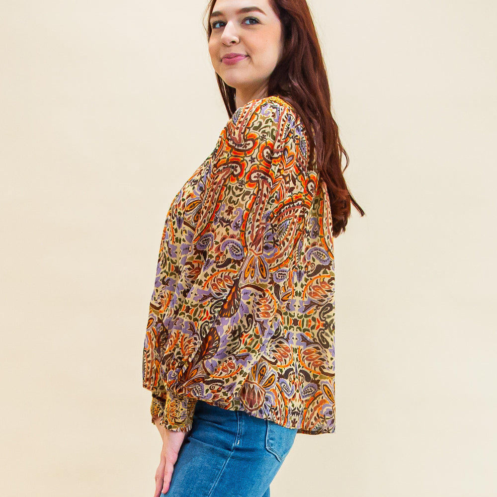 
                  
                    Falling Into Paisley Blouse in Taupe Multi (8770826502395)
                  
                