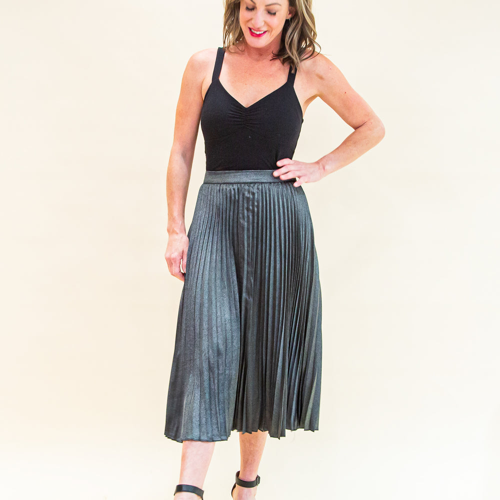 
                  
                    Glimmering Grace Midi Skirt in Black (8775061111035)
                  
                