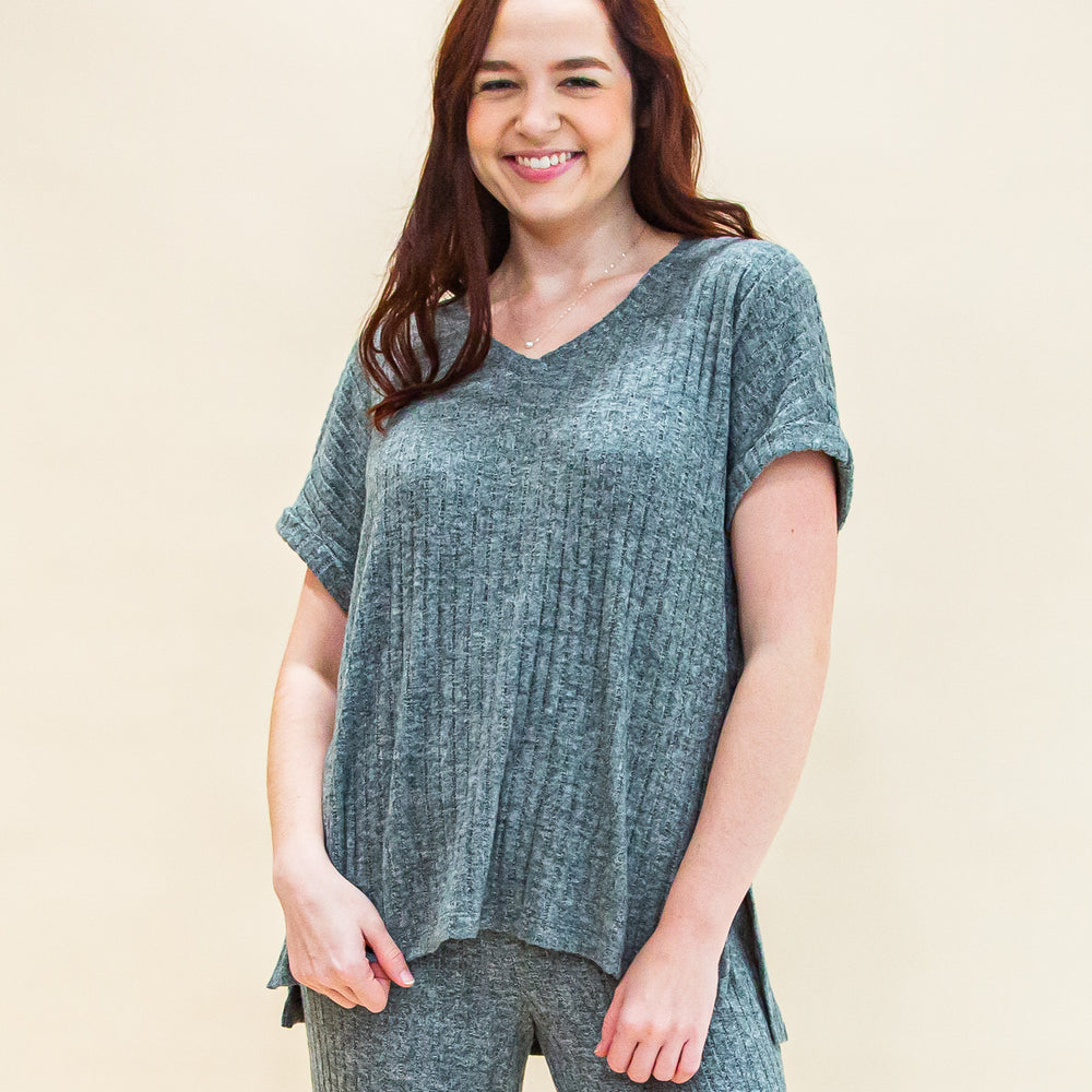 Take It Easy Rib Tunic in Charcoal Heather (8323558211835)