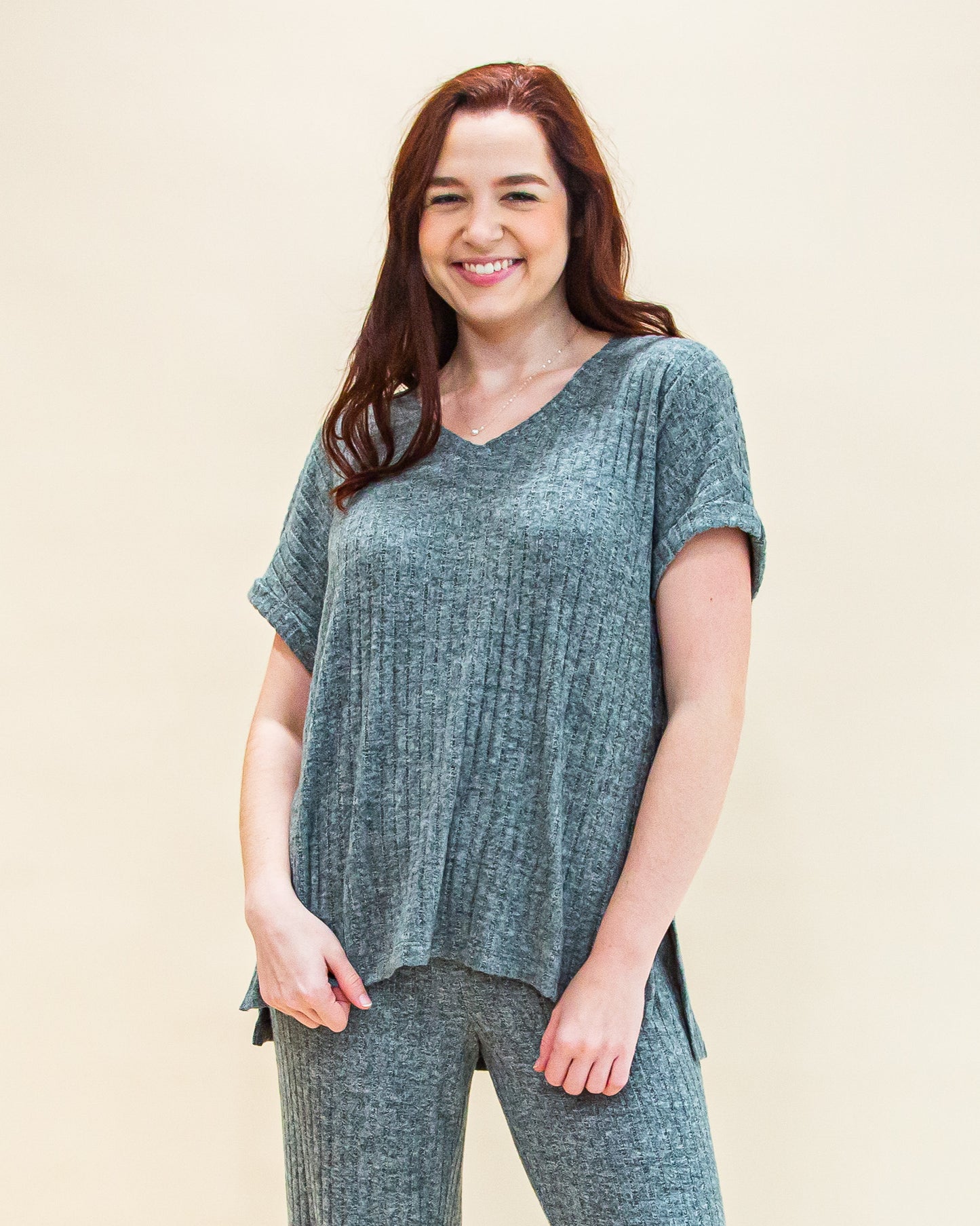 Take It Easy Rib Tunic in Charcoal Heather (8323558211835)