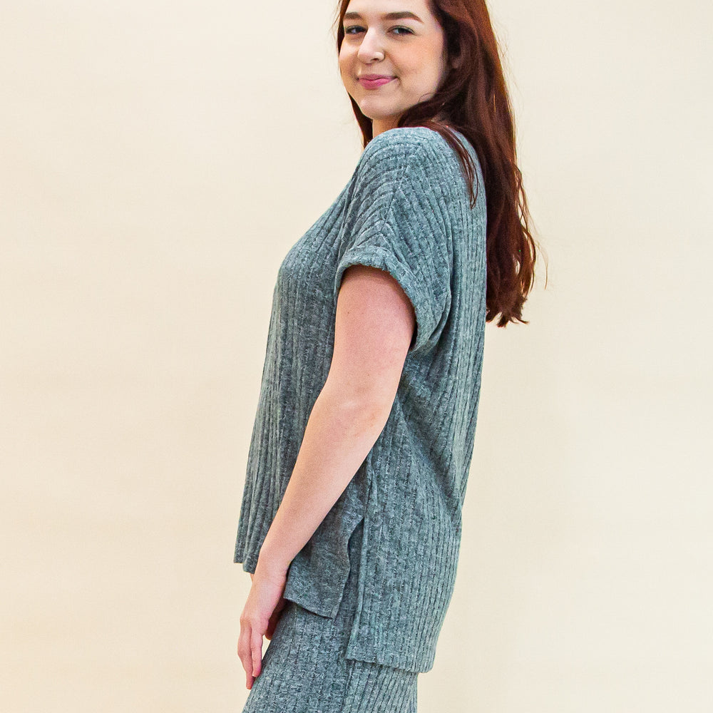 Take It Easy Rib Tunic in Charcoal Heather (8323558211835)