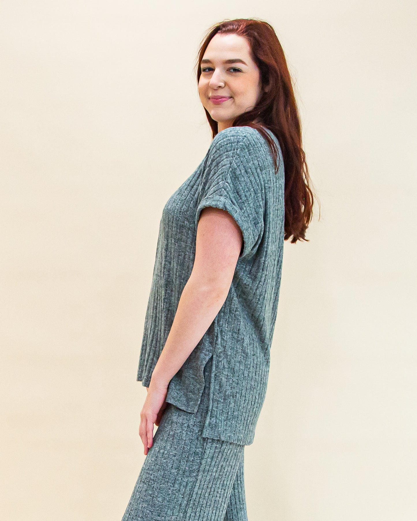 Take It Easy Rib Tunic in Charcoal Heather (8323558211835)