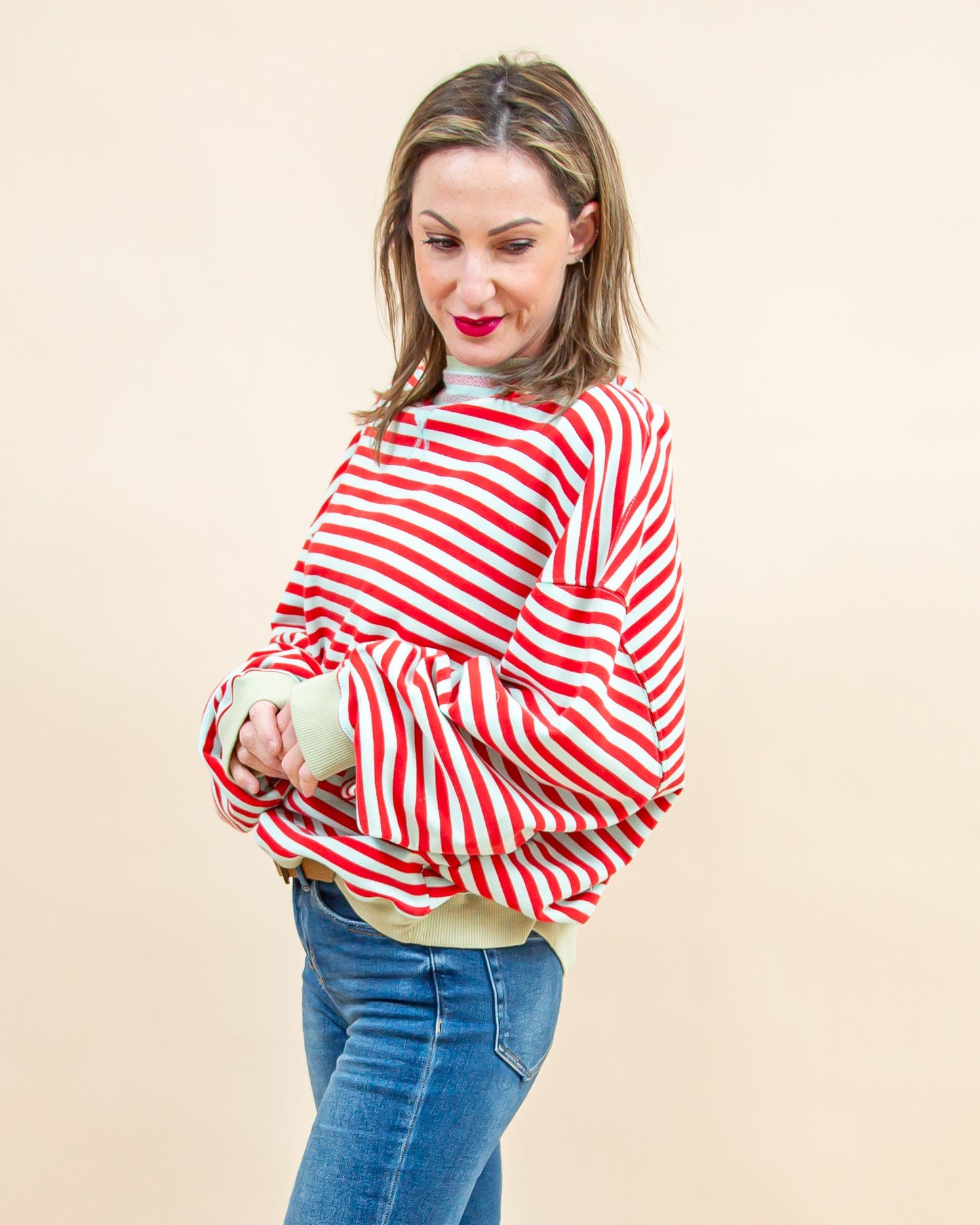 Classic Striped Crew in Cherry Combo (8785254318331)