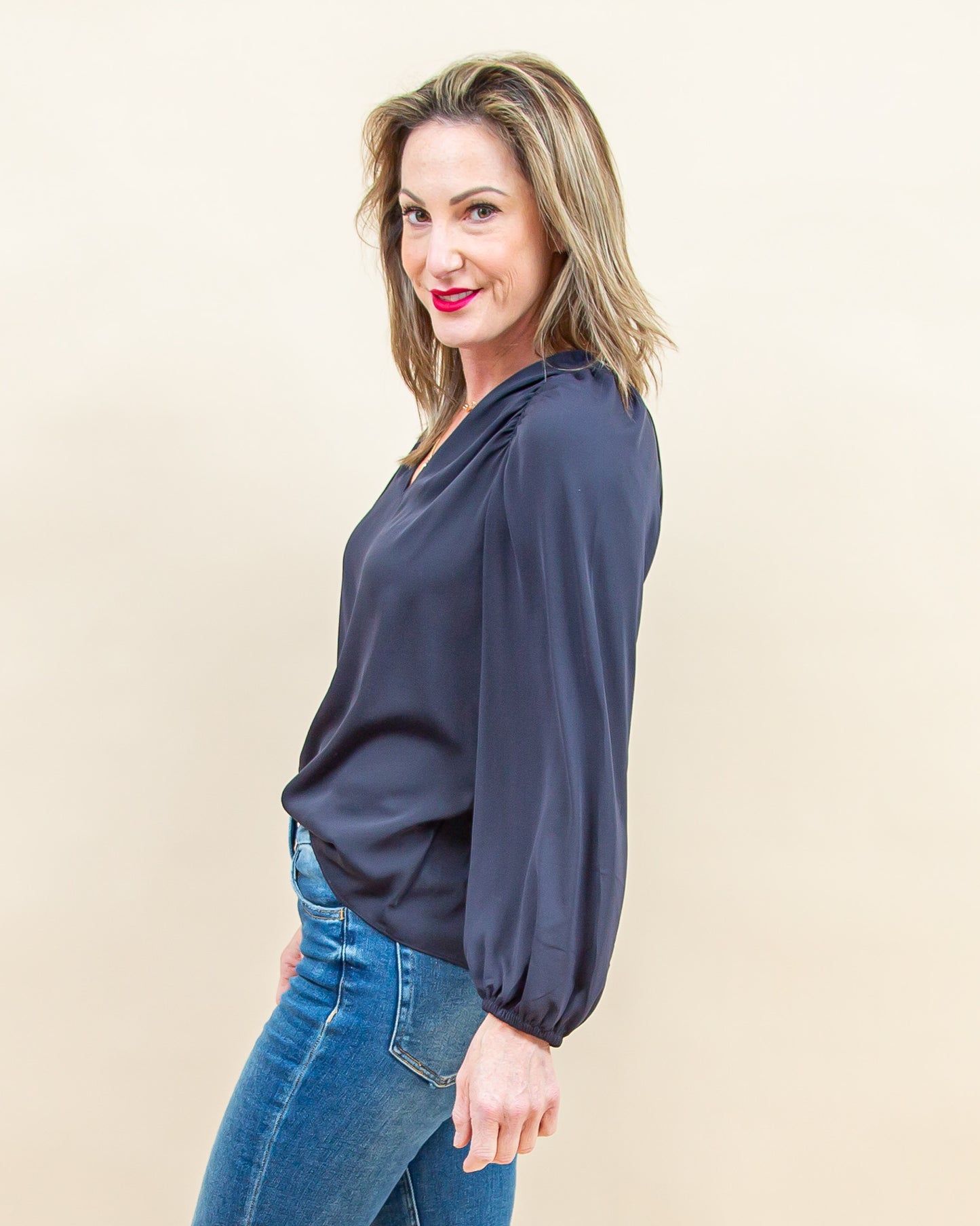 Timeless Romance Blouse in Dark Slate Navy (8855314923771)