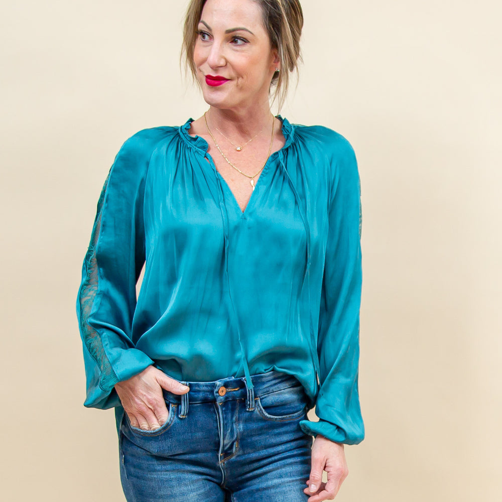 Evening Elegance Blouse in Deep Cyan (8855315087611)