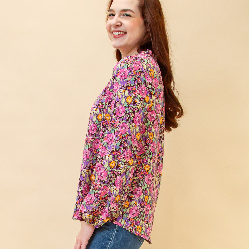 Feelings Blossom Blouse in Burgundy (8898621276411)