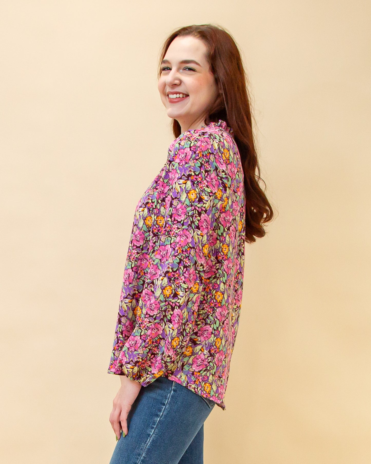 Feelings Blossom Blouse in Burgundy (8898621276411)