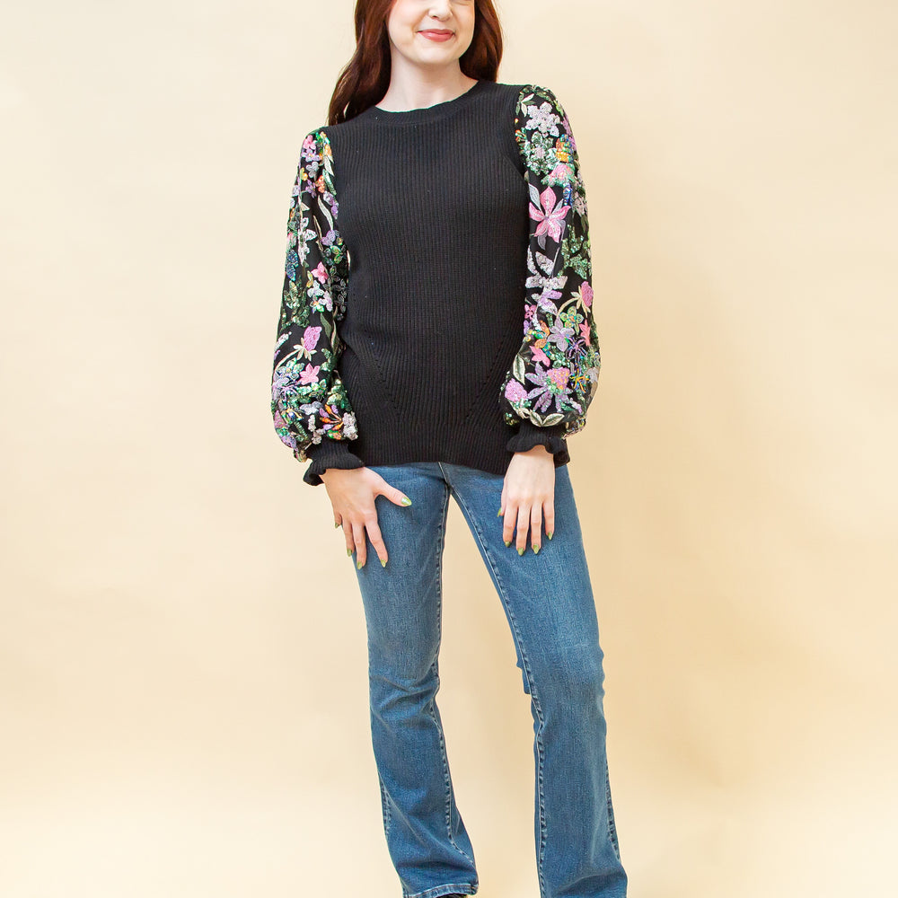 
                  
                    Twilight Blooms Sweater in Black (8770826567931)
                  
                