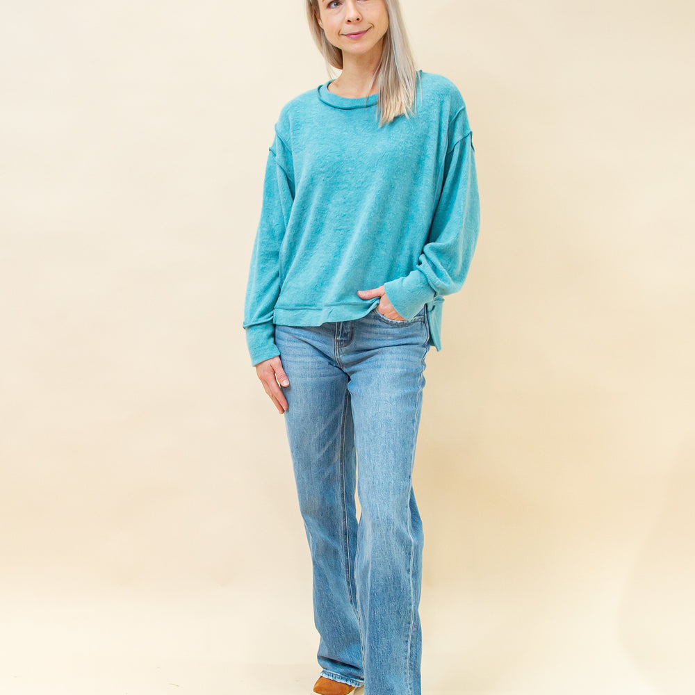 
                  
                    Cozy Drift Sweater in Dusty Teal (8886352707835)
                  
                