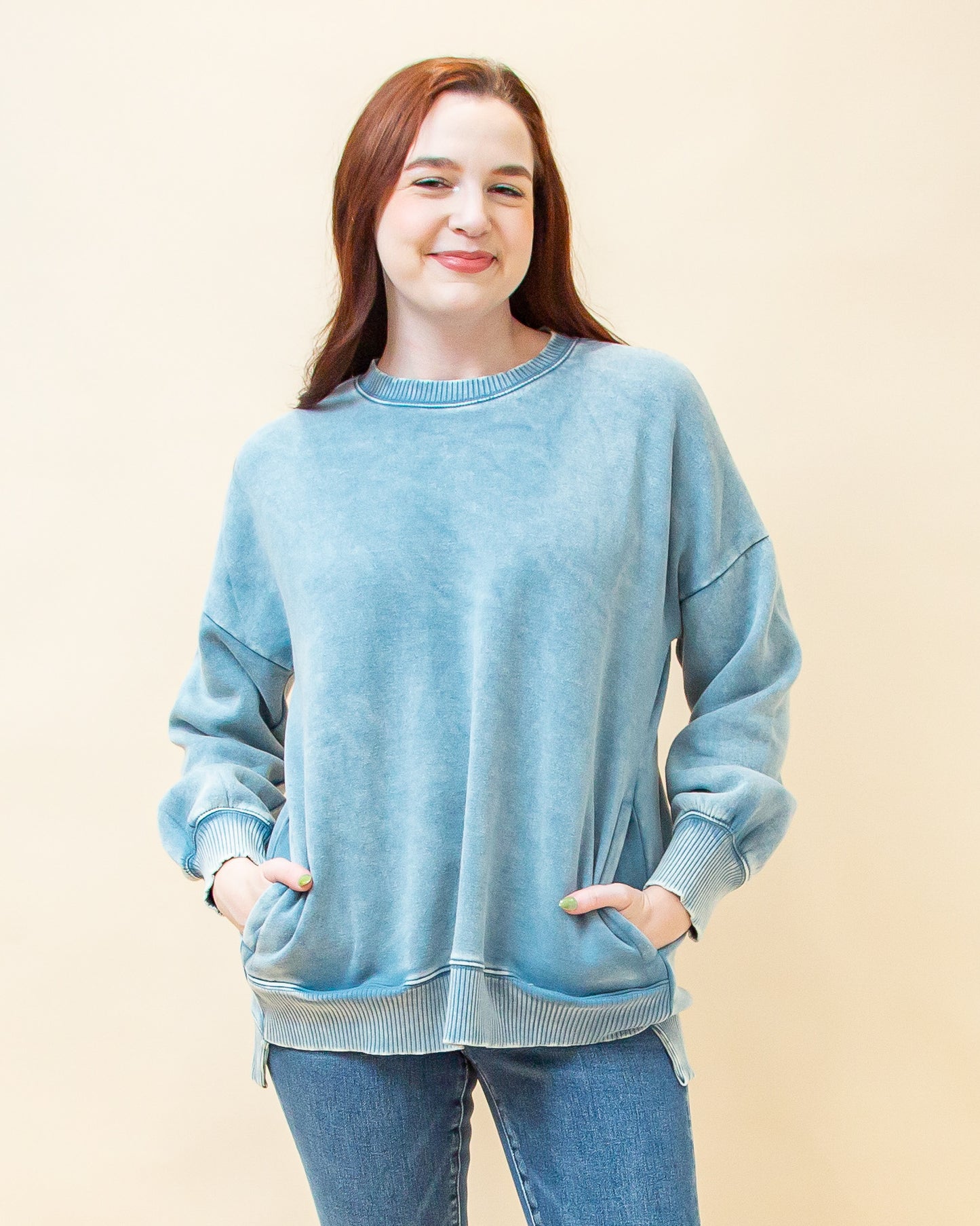 Cozy Corner Pullover in Blue Grey (8886352937211)