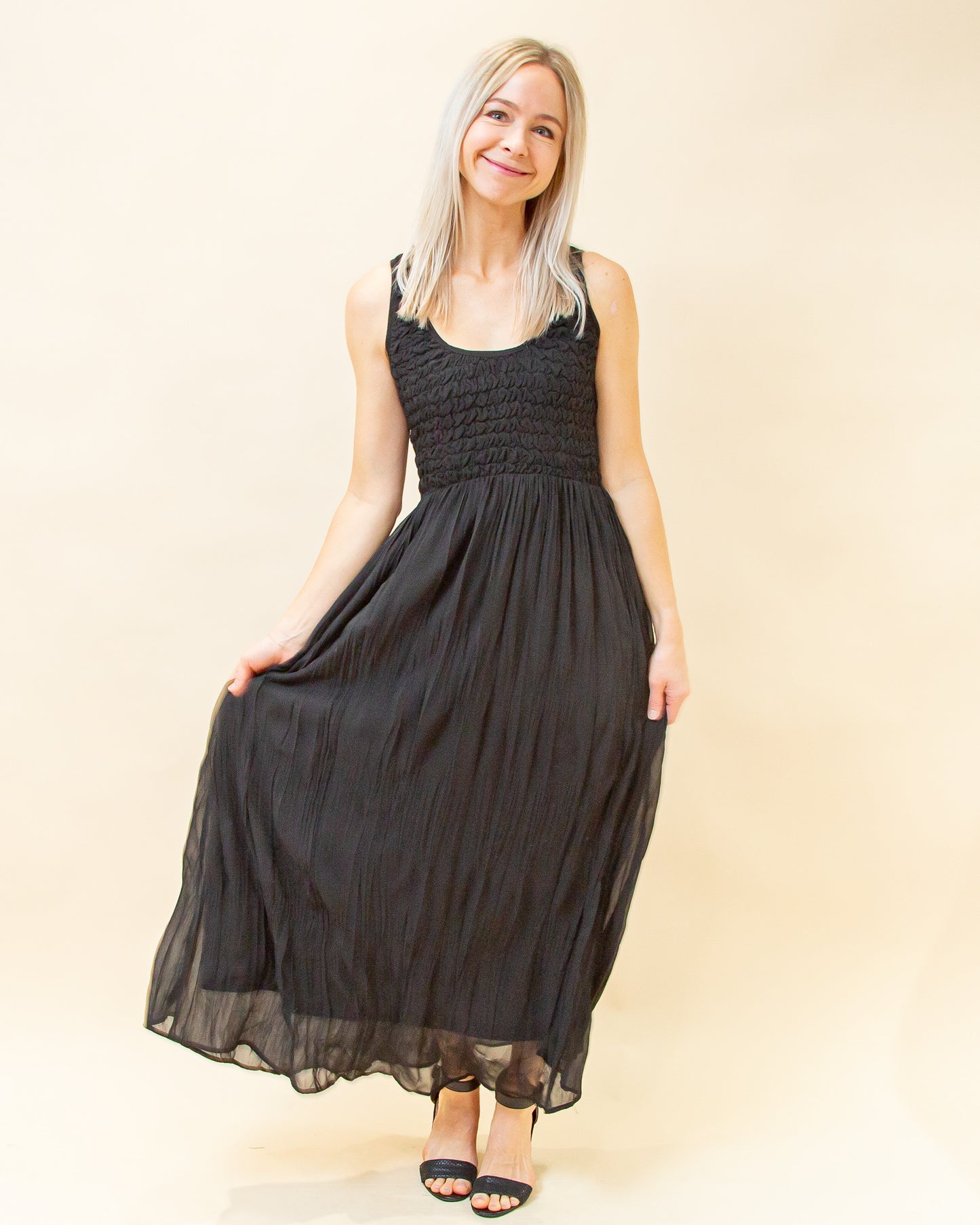 Midnight Whispers Dress in Black (8898526904571)