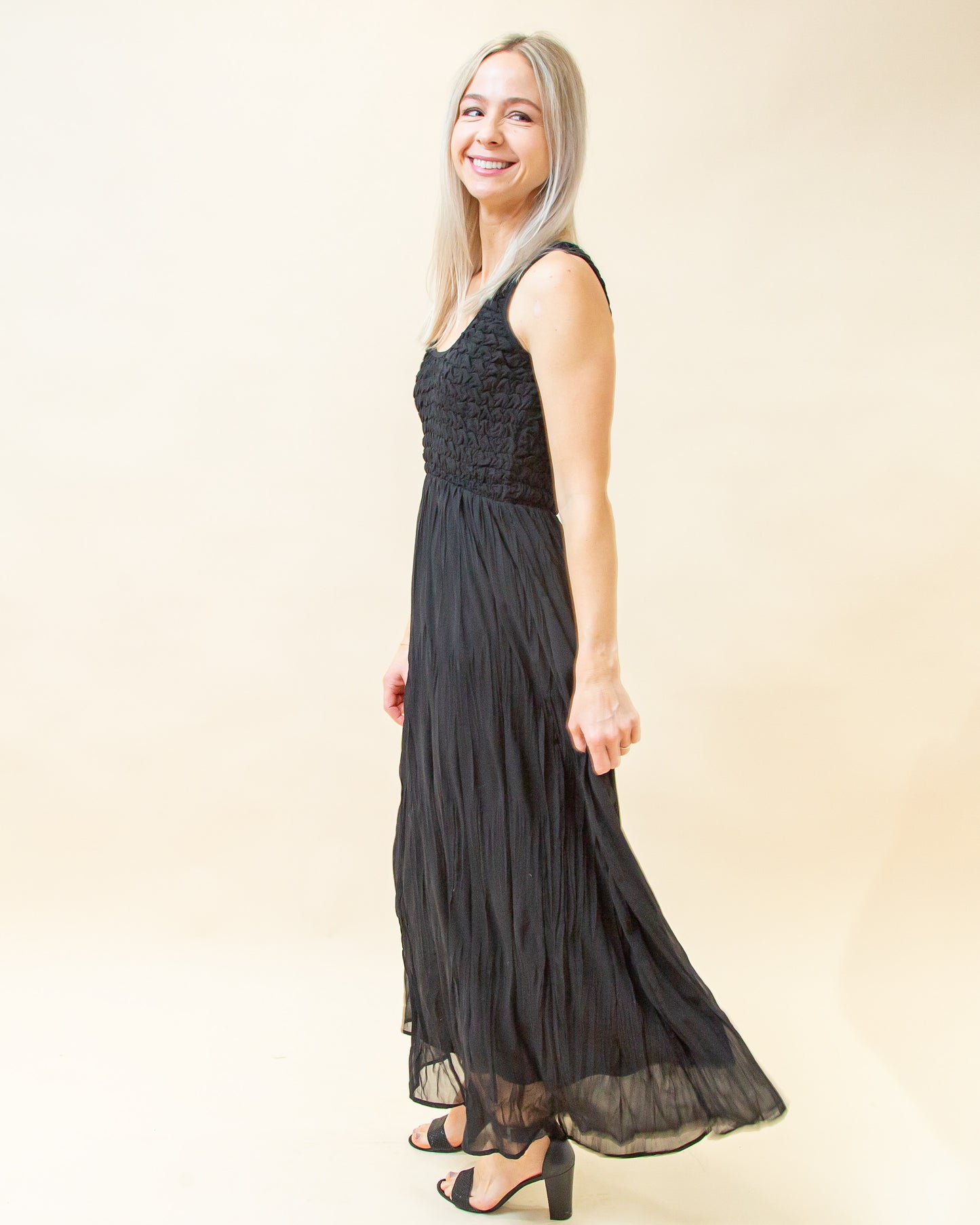 Midnight Whispers Dress in Black (8898526904571)