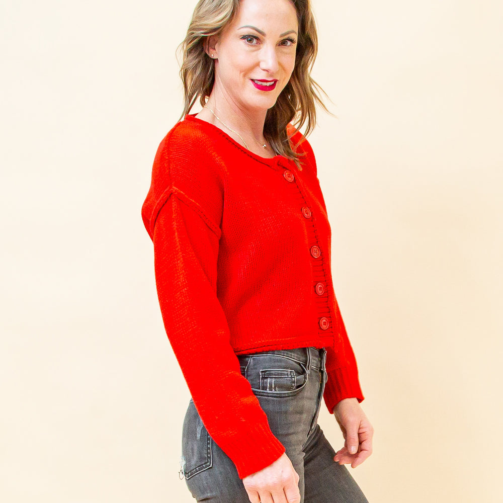 Cordial Charm Cardigan in Tomato (8898526871803)