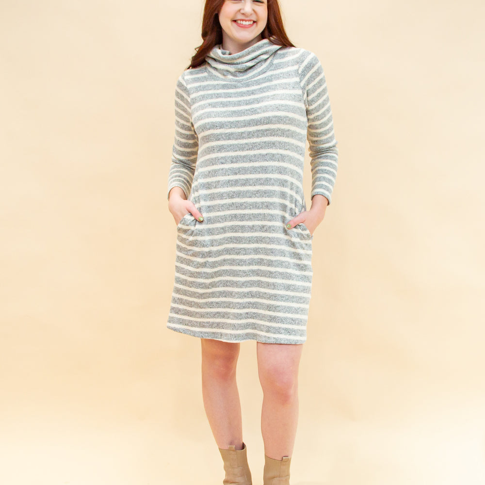 Easy Days Knit Dress in H Grey/Cream (8886352281851)