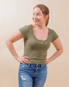 With The Girls Top in Olive (8087517397243)