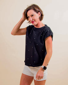  Don't Dull Your Sparkle Top in Black (8094651187451)