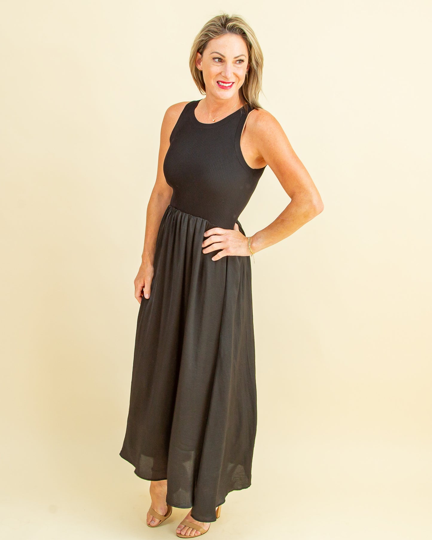 Midnight Harmony Dress in Black (8657370120443)