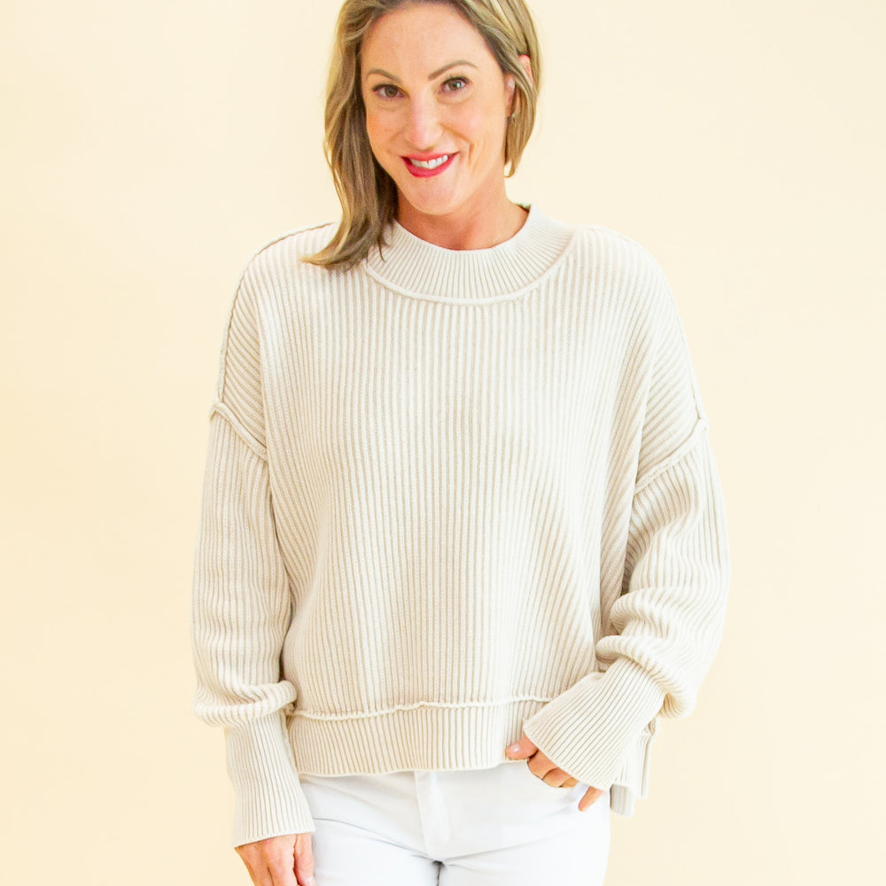 Everything's Easy Oversized Sweater in Sand Beige (8744767619323)