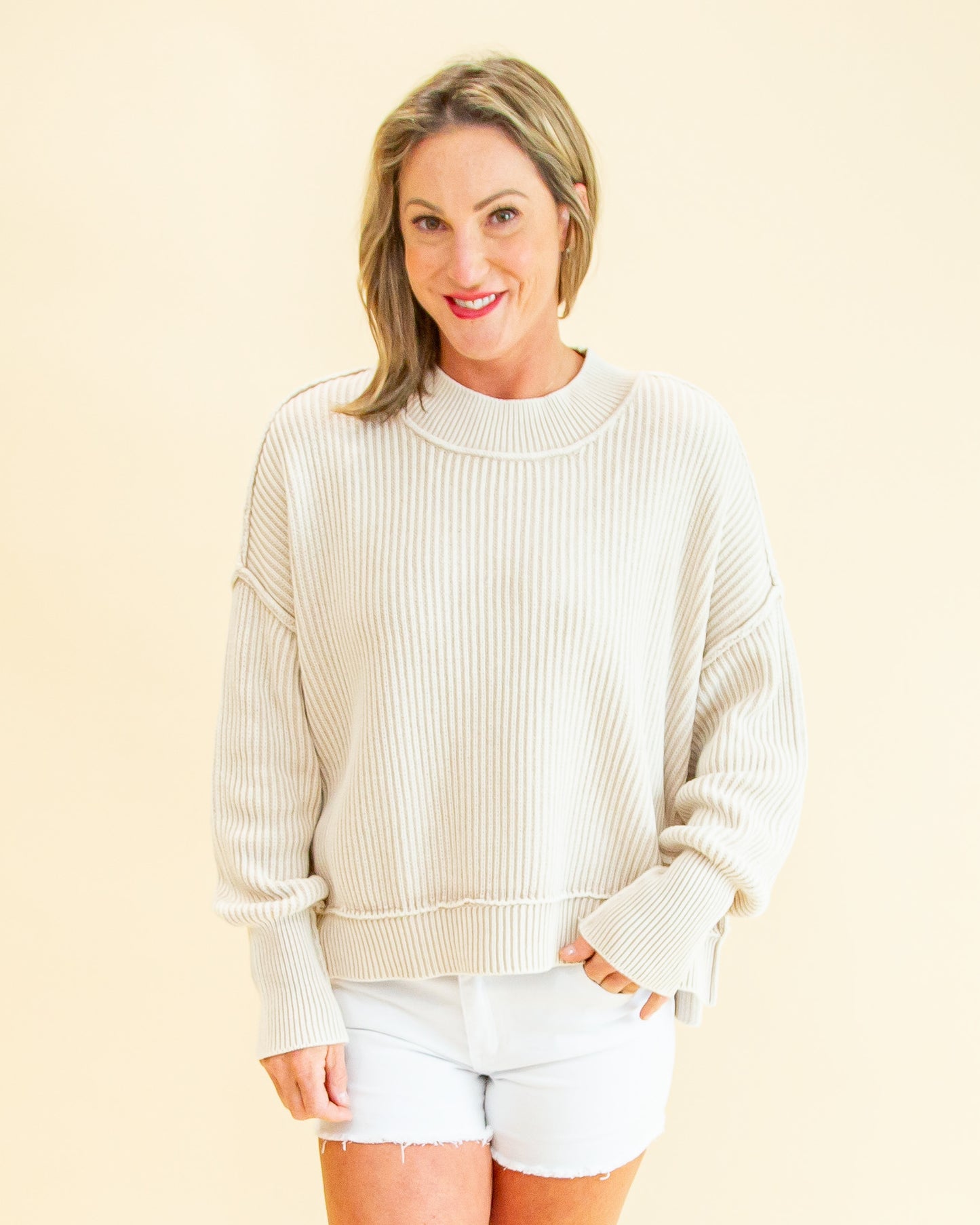 Everything's Easy Oversized Sweater in Sand Beige (8744767619323)