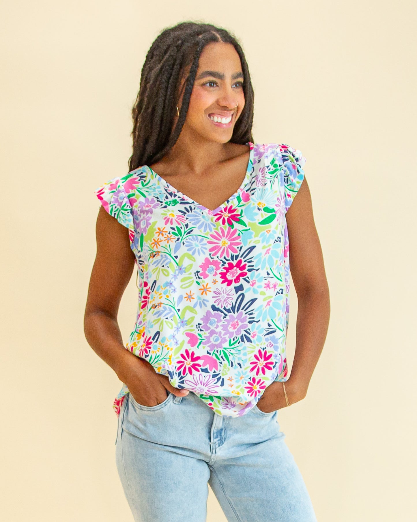 Flirt For Fun Blouse in Floral (8744605286651)