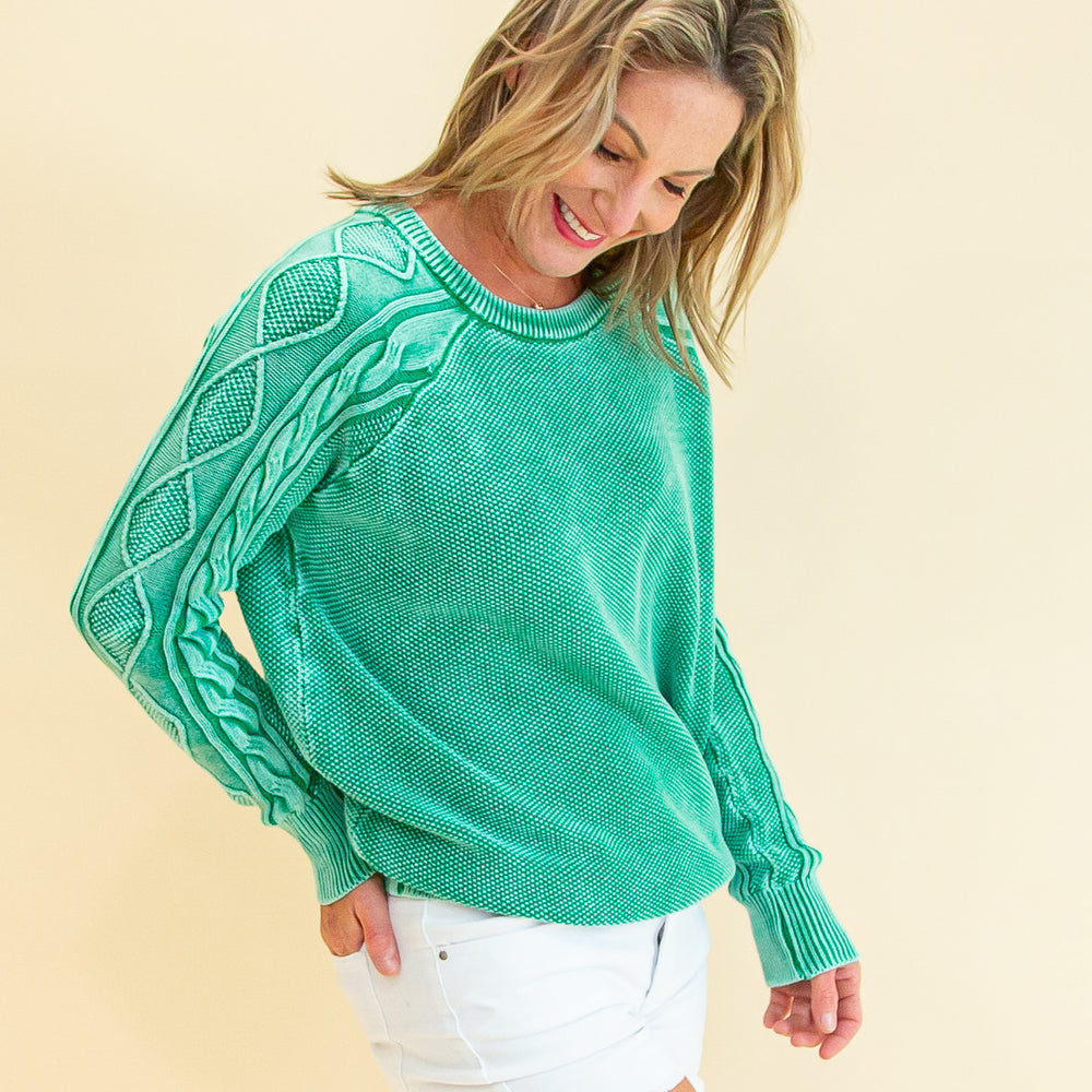 Keeping You Close Crewneck Sweater in Kelly Green (8734325244155)