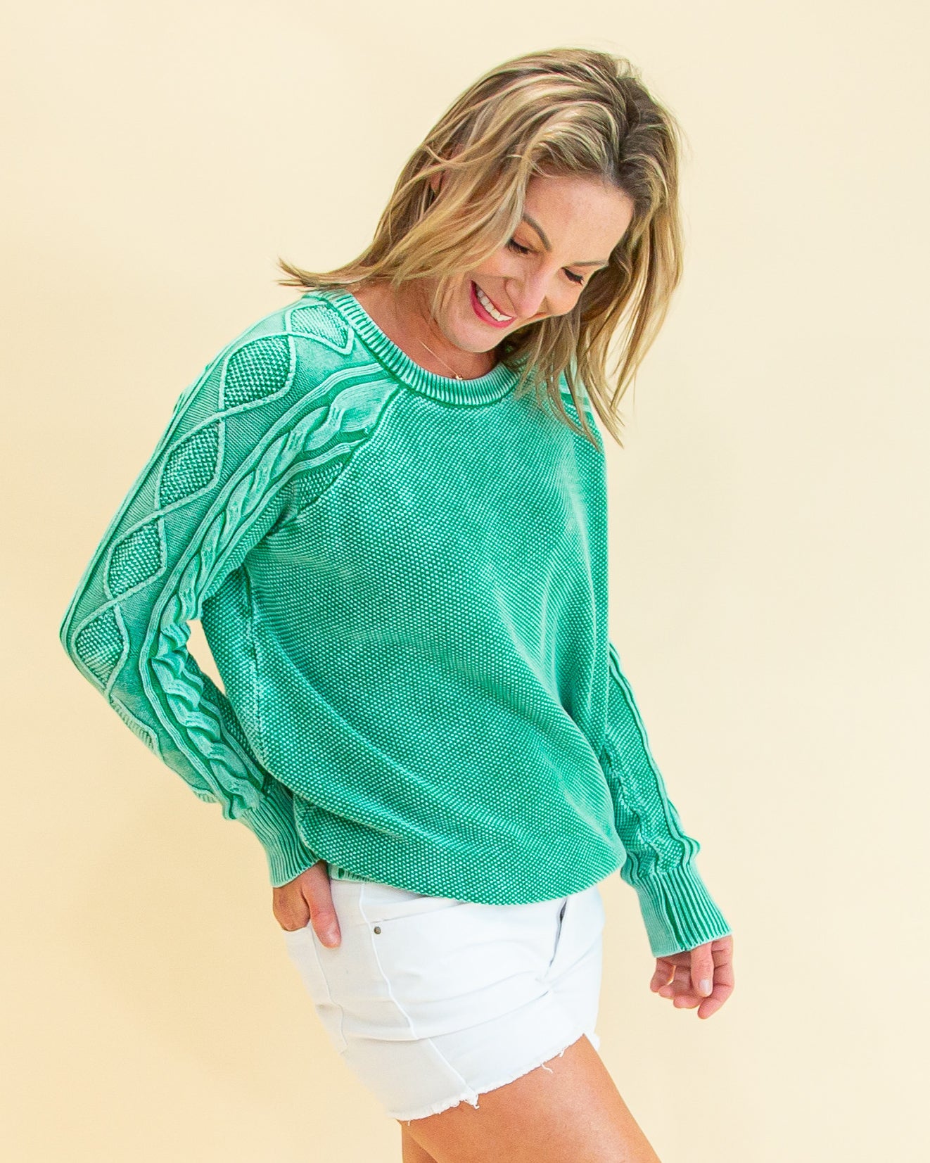 Keeping You Close Crewneck Sweater in Kelly Green (8734325244155)