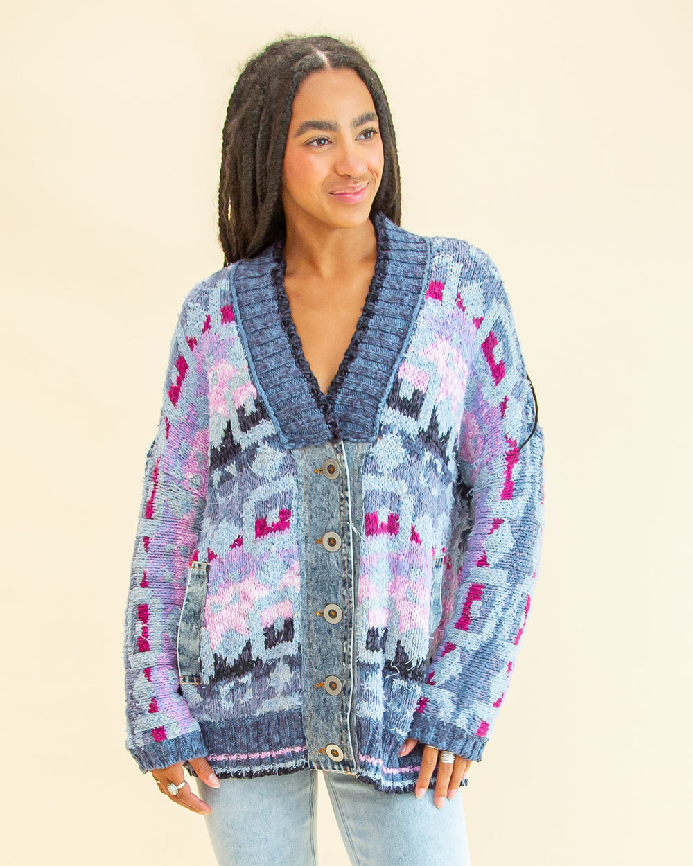 Bluebell Cardi in Moonrock Blue Combo (8729378881787)