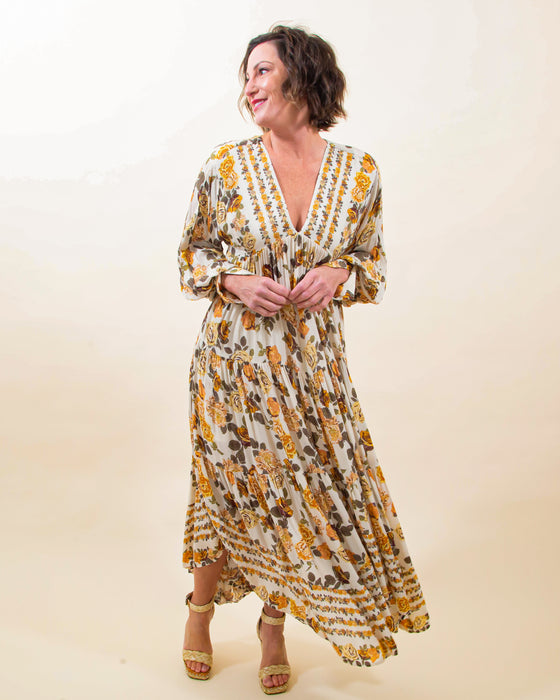 Rows Of Roses Maxi Dress in Ivory (8124784017659)