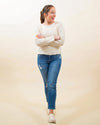 Rowe Distressed Sweater in White (8146324455675)