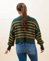 Easy Street Stripe Pullover in Hunter Green (8133305073915)