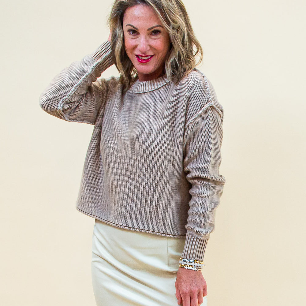 Cuddled Up Cropped Sweater in Ash Mocha (8734325342459)