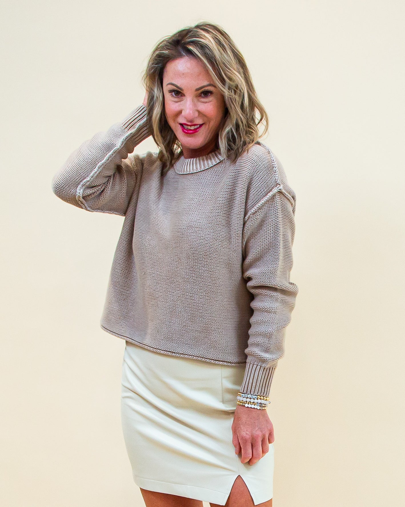 Cuddled Up Cropped Sweater in Ash Mocha (8734325342459)