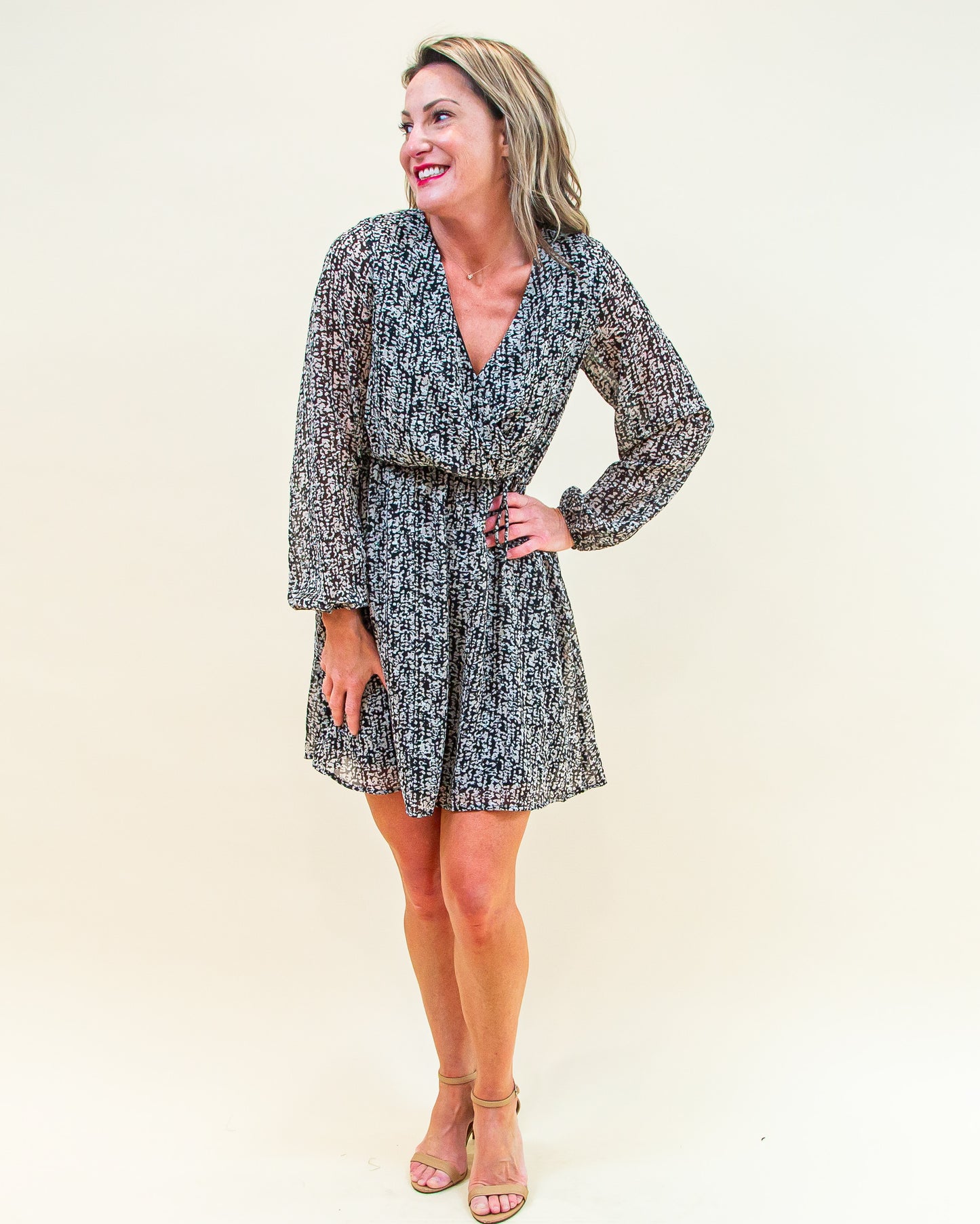 Talk About It Dress in Black/Taupe (8770500788475)