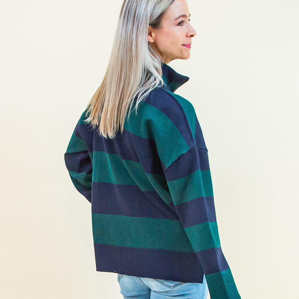 Block It Out Half Zip Sweater in Hunter Green (8769057390843)