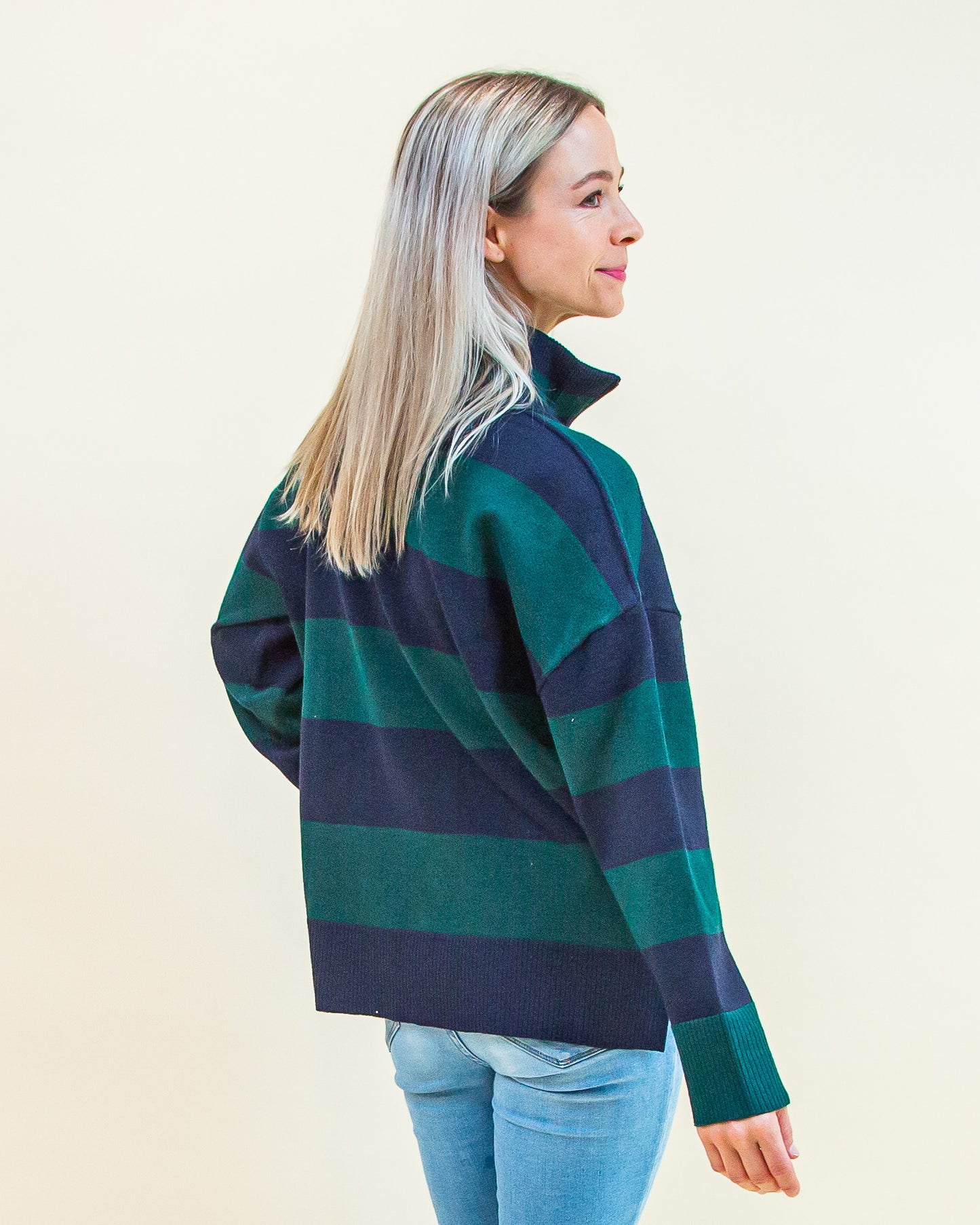 Block It Out Half Zip Sweater in Hunter Green (8769057390843)