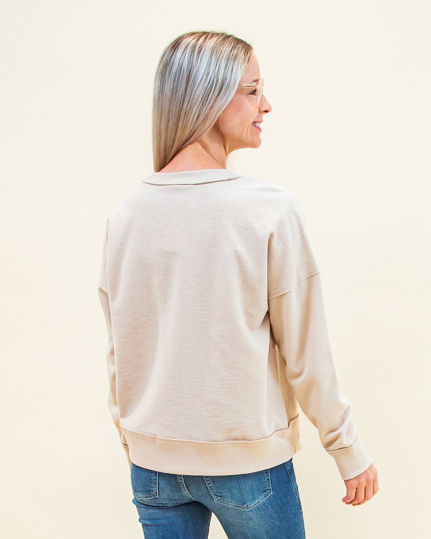 Can't Help It Crewneck Top in Oatmeal (8327186219259)