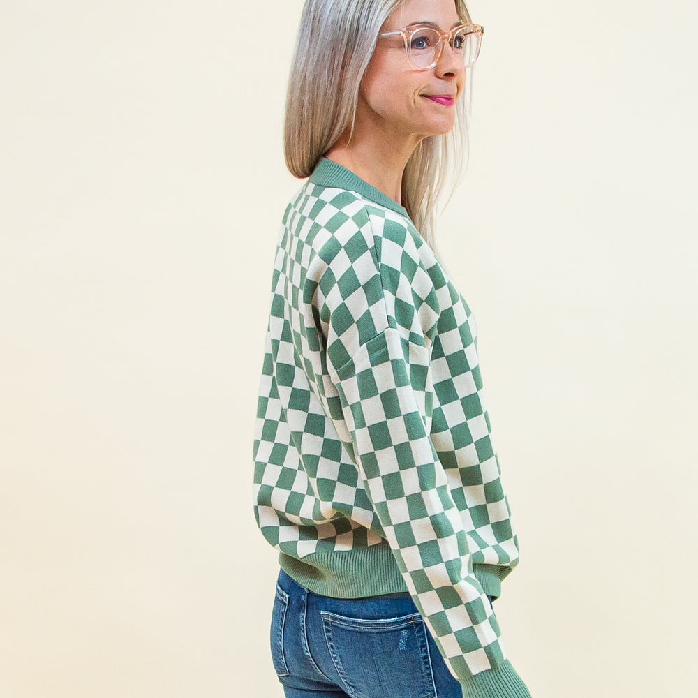 Checkmate Sweater in Dark Mint (8327186579707)