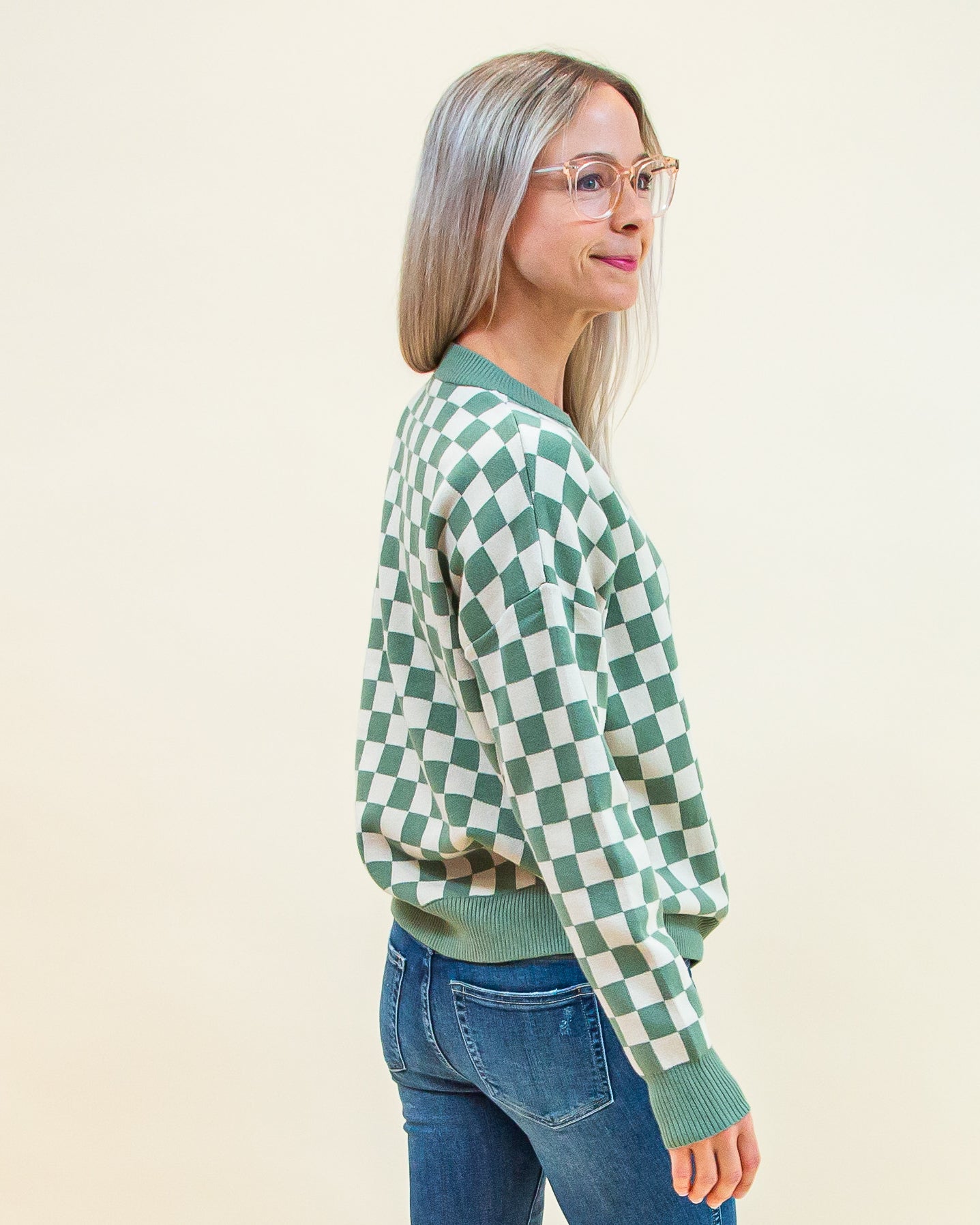 Checkmate Sweater in Dark Mint (8327186579707)