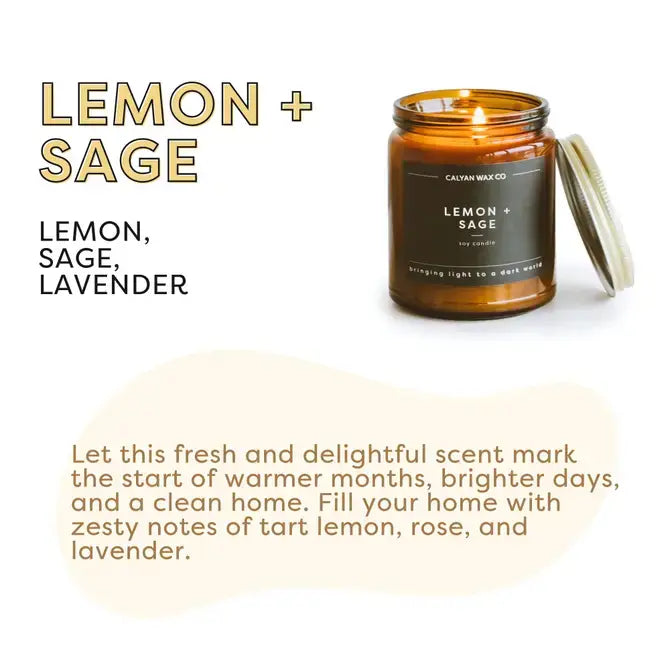 
                  
                    Lemon + Sage - Amber Jar Soy Candle (8921850544379)
                  
                