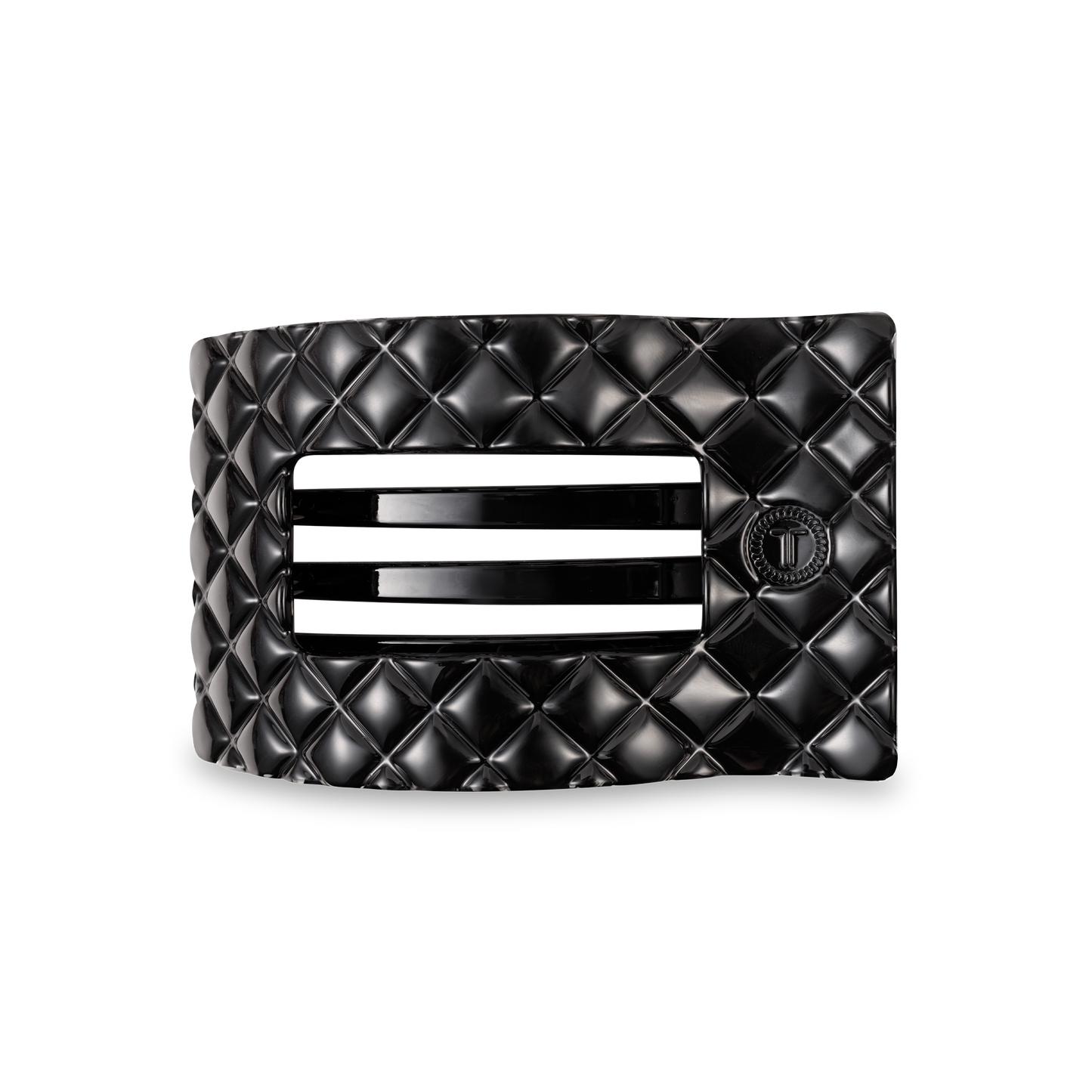 Flat Rectangle Hair Clip | Medium | Jet Black Quilted (9100171477243)