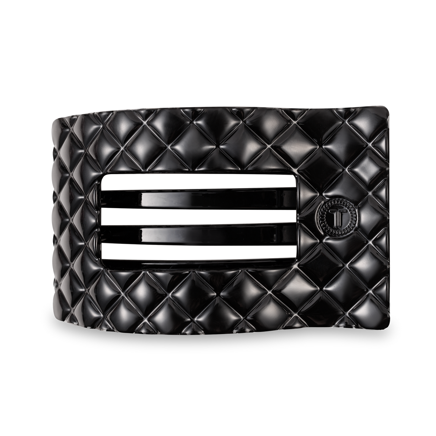 Flat Rectangle Hair Clip | Large | Jet Black Quilted (9100171608315)