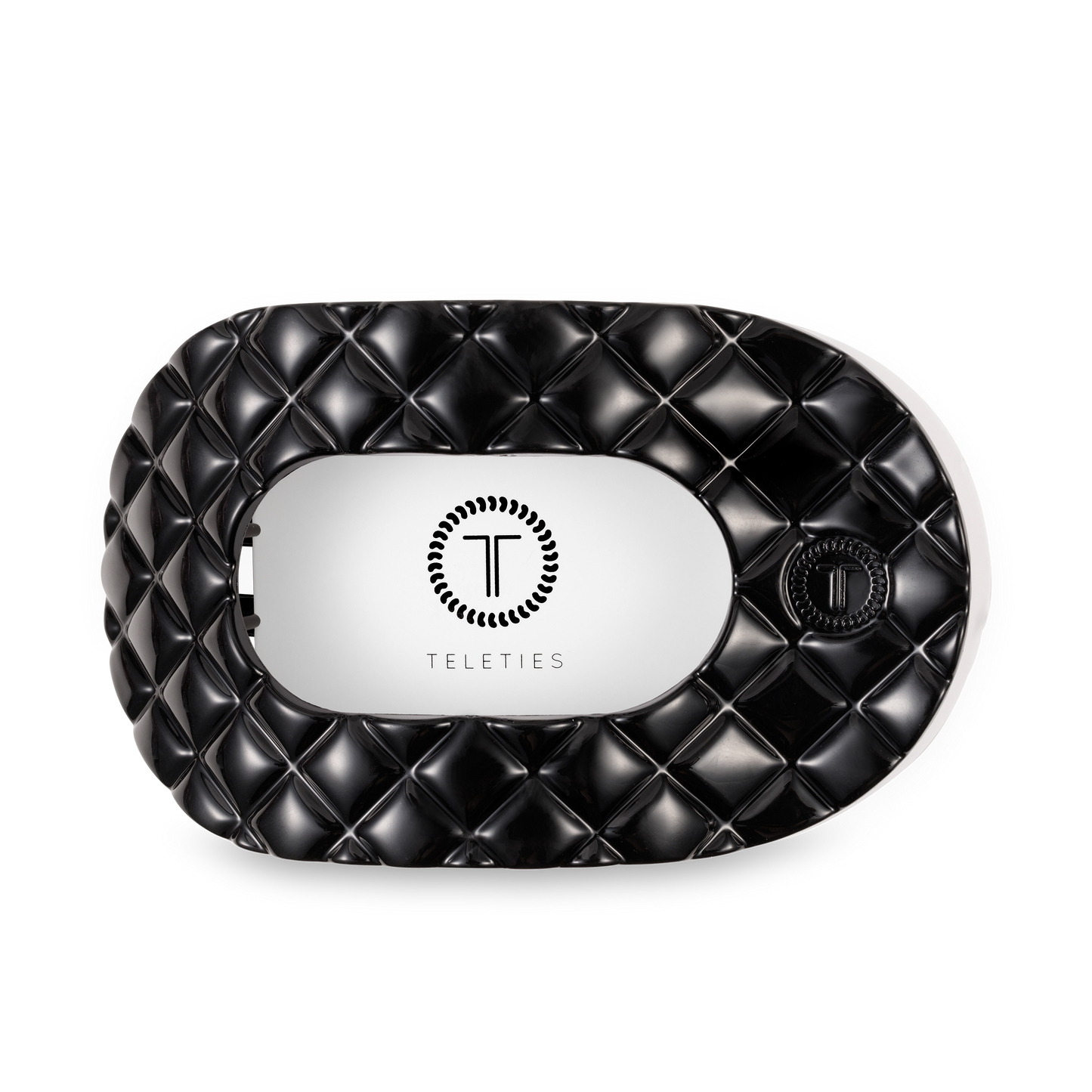 Flat Round Hair Clip | Large | Jet Black Quilted (9100171444475)